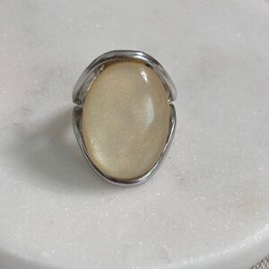 Aldo Silver and Cream Statement Ring